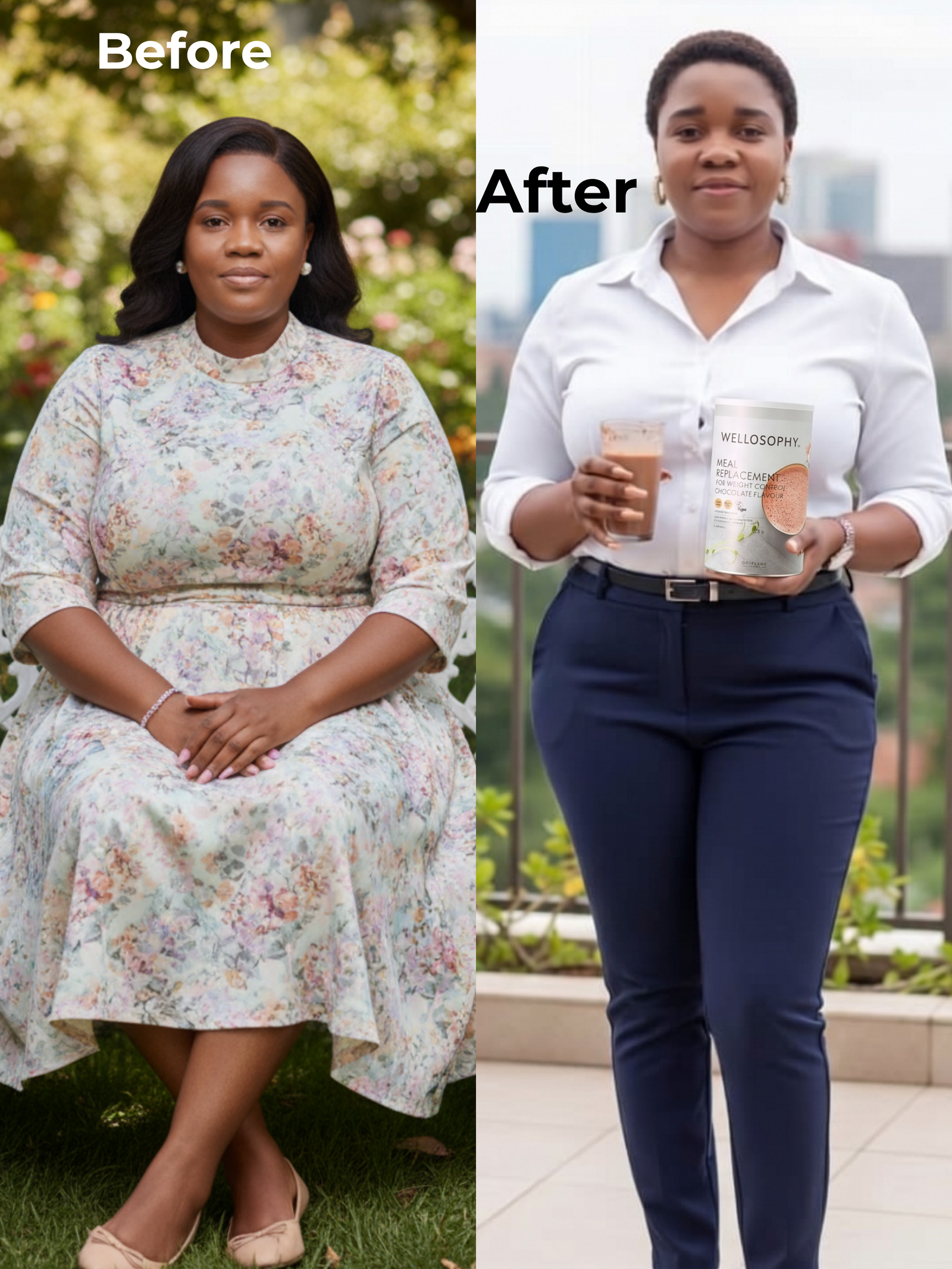 Before and after transformation